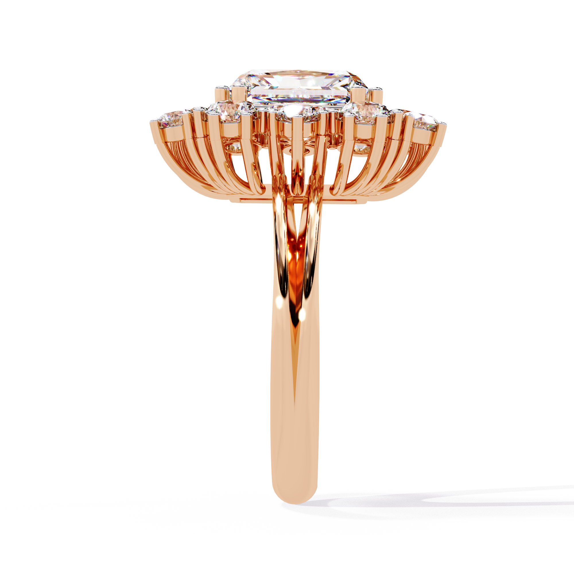 Solitairekart - 4.46 Ct Lab Grown Diamond Halo Ring in 14K Yellow Gold
